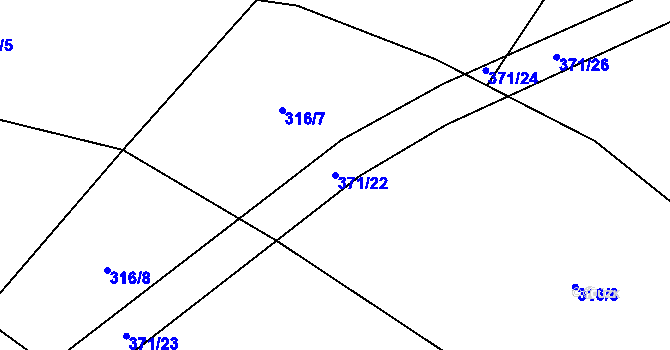 Parcela st. 371/22 v KÚ Mačice, Katastrální mapa