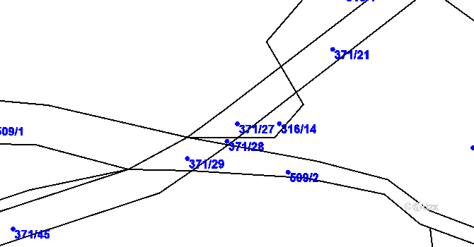 Parcela st. 371/27 v KÚ Mačice, Katastrální mapa