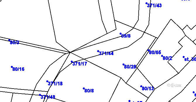 Parcela st. 371/44 v KÚ Mačice, Katastrální mapa