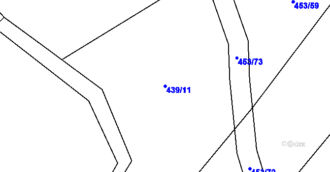 Parcela st. 439/11 v KÚ Mačice, Katastrální mapa