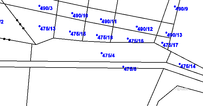 Parcela st. 475/4 v KÚ Mačice, Katastrální mapa