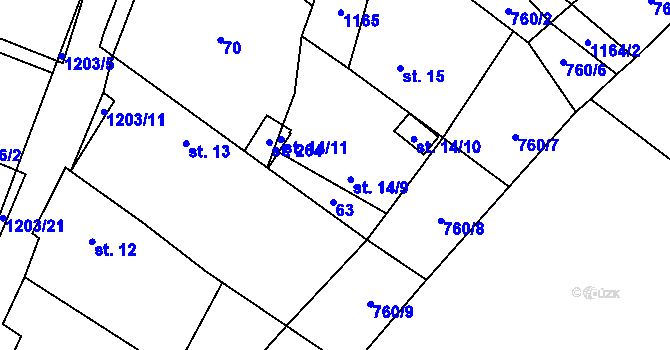 Parcela st. 14 v KÚ Bukovno, Katastrální mapa