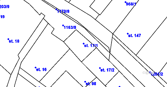 Parcela st. 17/1 v KÚ Bukovno, Katastrální mapa