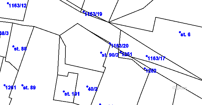 Parcela st. 90/2 v KÚ Bukovno, Katastrální mapa