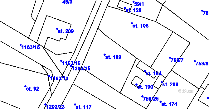 Parcela st. 109 v KÚ Bukovno, Katastrální mapa