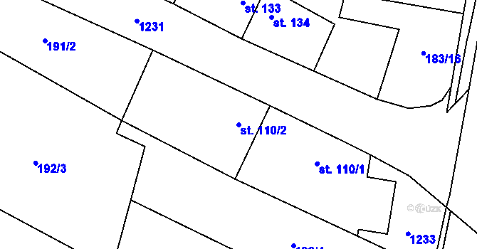 Parcela st. 110/2 v KÚ Bukovno, Katastrální mapa