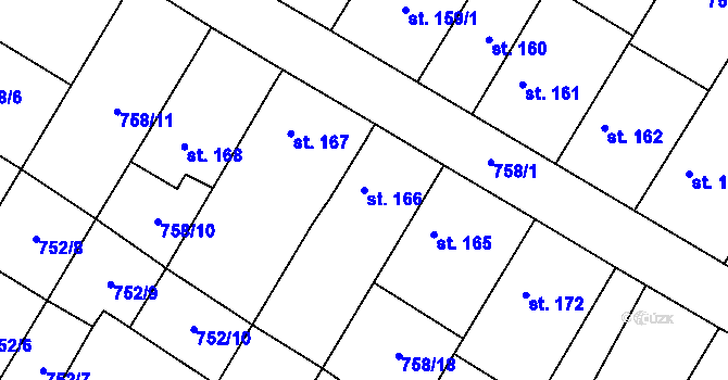 Parcela st. 166 v KÚ Bukovno, Katastrální mapa