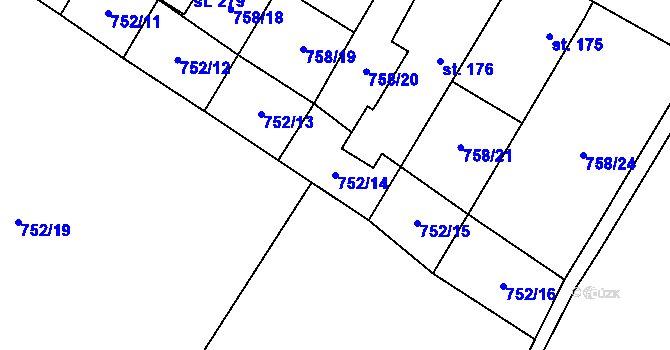 Parcela st. 752/14 v KÚ Bukovno, Katastrální mapa
