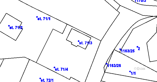 Parcela st. 71/3 v KÚ Bukovno, Katastrální mapa