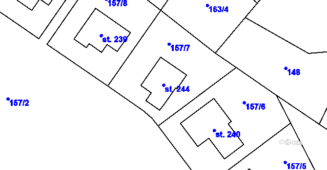 Parcela st. 244 v KÚ Bukovno, Katastrální mapa