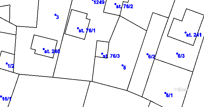 Parcela st. 76/3 v KÚ Bukovno, Katastrální mapa