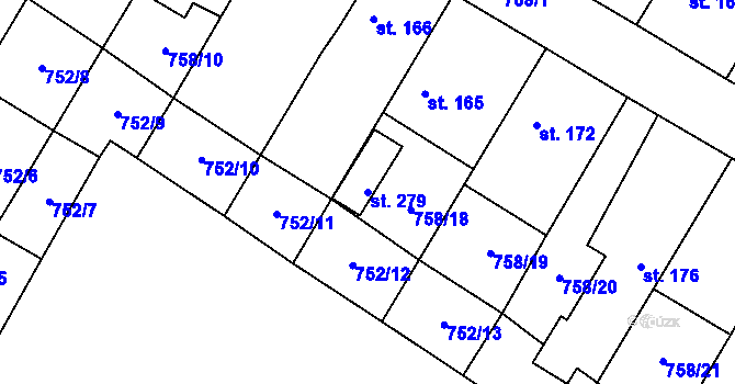 Parcela st. 279 v KÚ Bukovno, Katastrální mapa