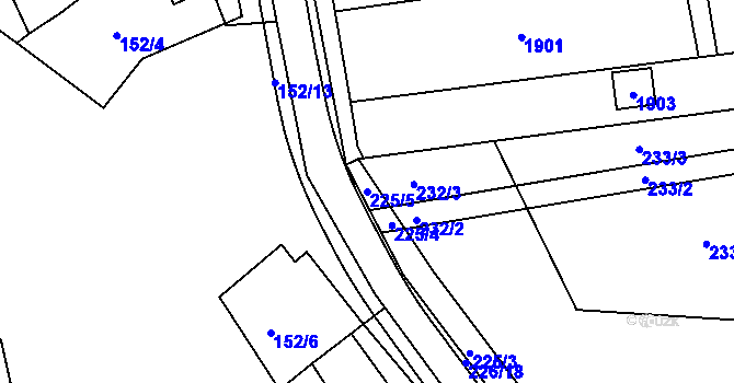 Parcela st. 225/5 v KÚ Bulhary, Katastrální mapa