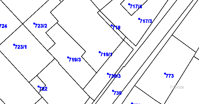 Parcela st. 719/1 v KÚ Bulhary, Katastrální mapa