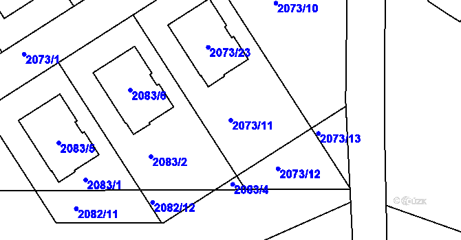 Parcela st. 2073/11 v KÚ Bulhary, Katastrální mapa