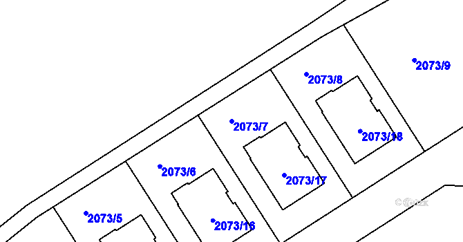 Parcela st. 2073/7 v KÚ Bulhary, Katastrální mapa