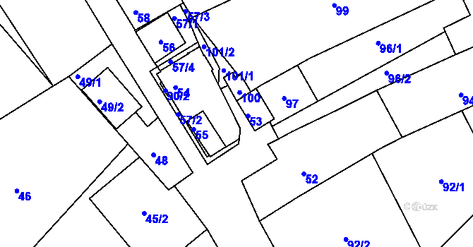 Parcela st. 90/3 v KÚ Bulhary, Katastrální mapa