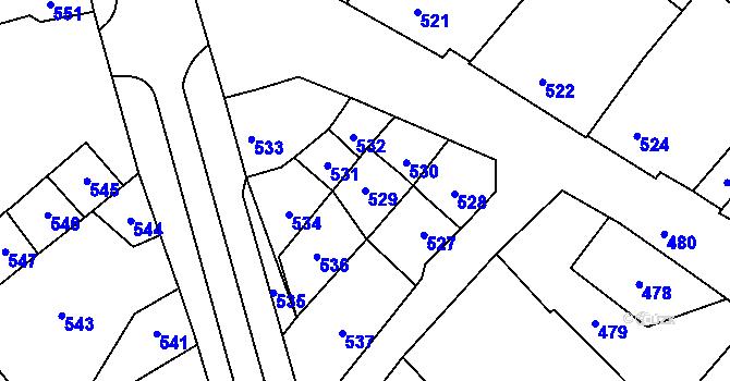 Parcela st. 529 v KÚ Bulhary, Katastrální mapa
