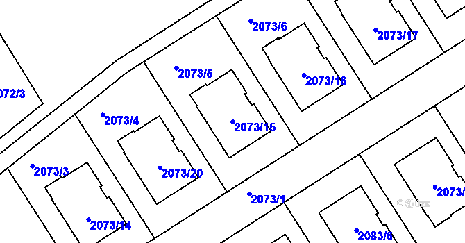 Parcela st. 2073/15 v KÚ Bulhary, Katastrální mapa