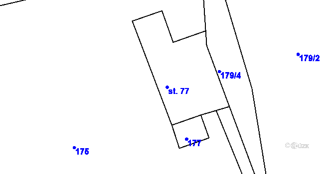Parcela st. 77 v KÚ Arnoltice u Bulovky, Katastrální mapa