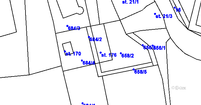 Parcela st. 176 v KÚ Arnoltice u Bulovky, Katastrální mapa