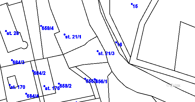 Parcela st. 21/3 v KÚ Arnoltice u Bulovky, Katastrální mapa