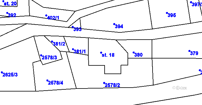 Parcela st. 18 v KÚ Bulovka, Katastrální mapa