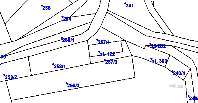 Parcela st. 122 v KÚ Bulovka, Katastrální mapa