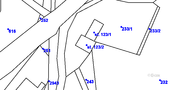 Parcela st. 123/2 v KÚ Bulovka, Katastrální mapa