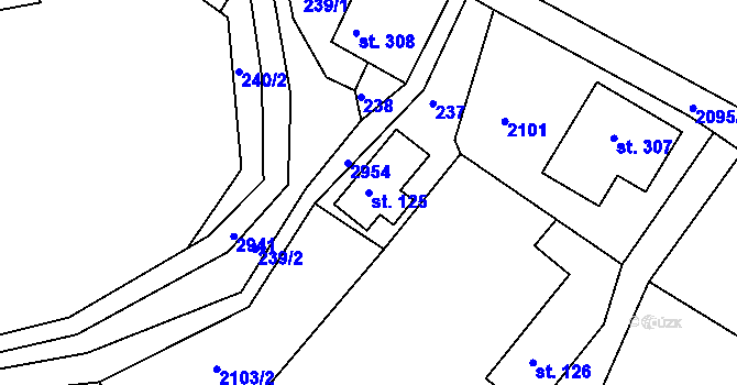 Parcela st. 125 v KÚ Bulovka, Katastrální mapa