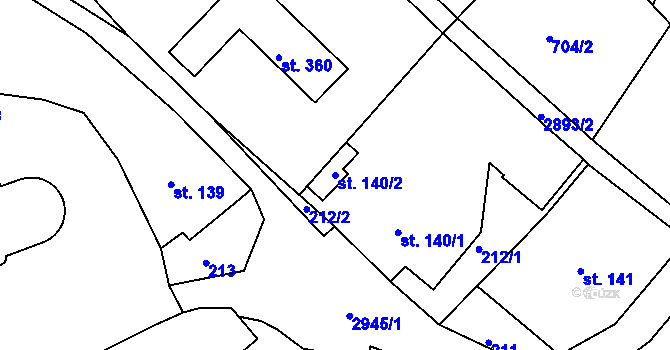 Parcela st. 140/2 v KÚ Bulovka, Katastrální mapa