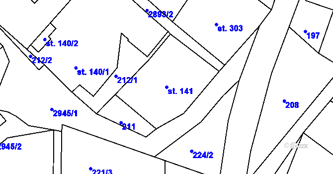 Parcela st. 141 v KÚ Bulovka, Katastrální mapa