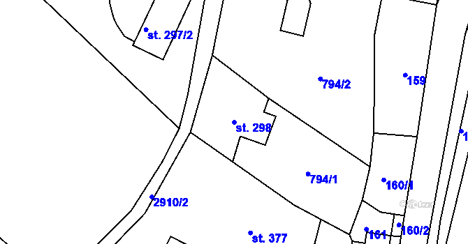 Parcela st. 298 v KÚ Bulovka, Katastrální mapa