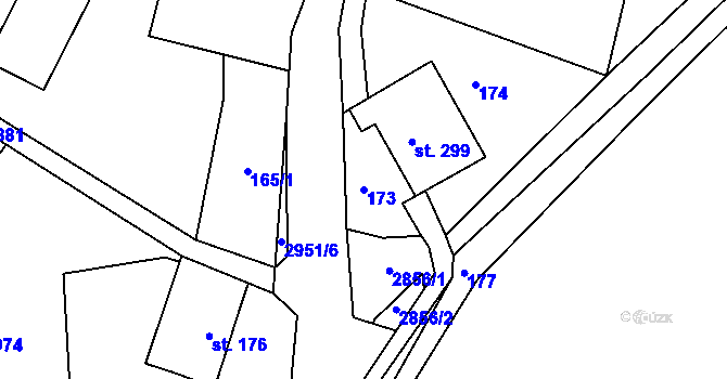 Parcela st. 173 v KÚ Bulovka, Katastrální mapa