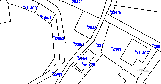 Parcela st. 238 v KÚ Bulovka, Katastrální mapa