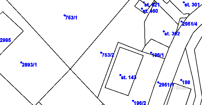 Parcela st. 753/2 v KÚ Bulovka, Katastrální mapa