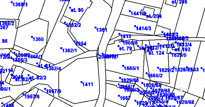 Parcela st. 2048/1 v KÚ Buřenice, Katastrální mapa
