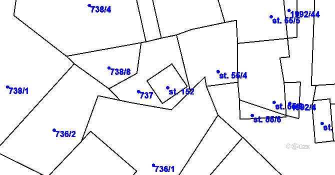 Parcela st. 152 v KÚ Buřenice, Katastrální mapa