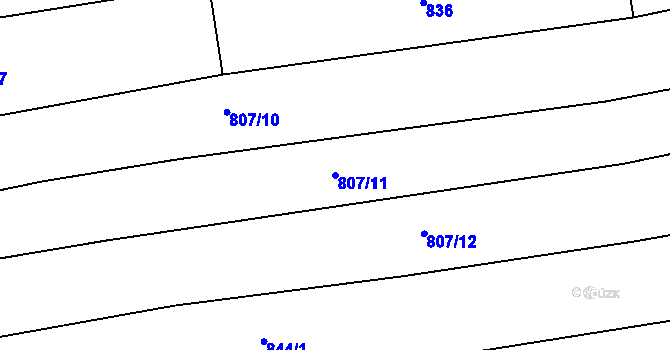 Parcela st. 807/11 v KÚ Buřenice, Katastrální mapa