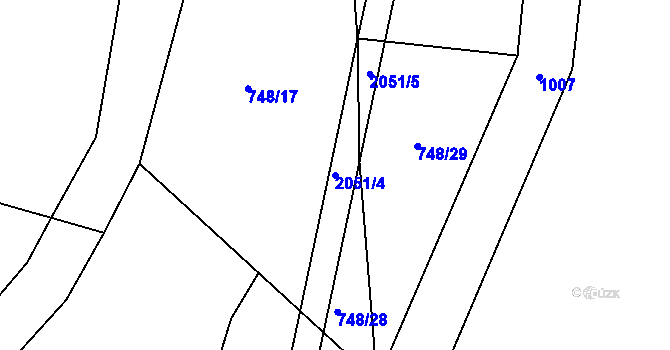 Parcela st. 2051/4 v KÚ Buřenice, Katastrální mapa