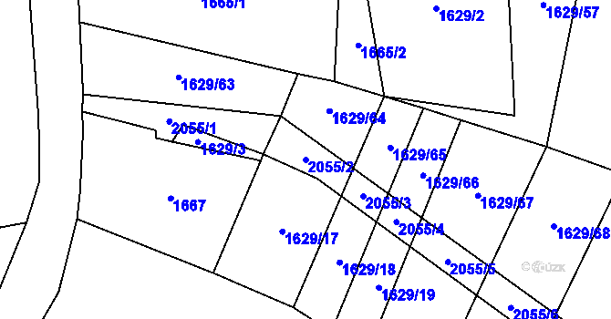 Parcela st. 2055/2 v KÚ Buřenice, Katastrální mapa