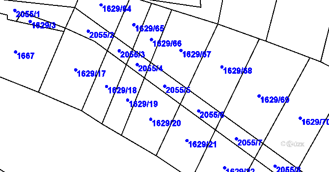 Parcela st. 2055/5 v KÚ Buřenice, Katastrální mapa