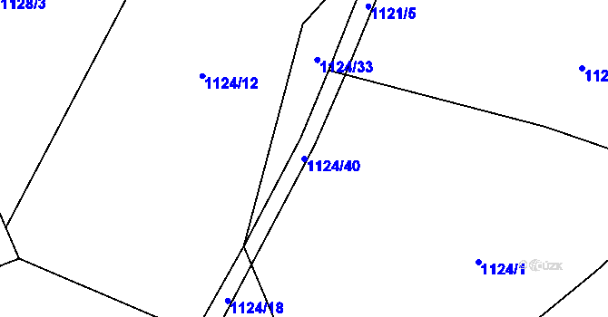 Parcela st. 1124/40 v KÚ Buřenice, Katastrální mapa