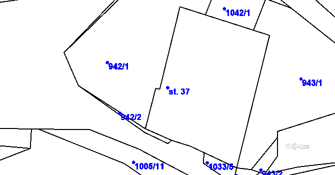 Parcela st. 37 v KÚ Kyjov u Buřenic, Katastrální mapa