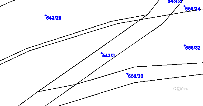 Parcela st. 543/3 v KÚ Radějov u Buřenic, Katastrální mapa
