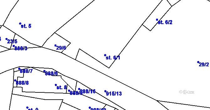 Parcela st. 6/1 v KÚ Radějov u Buřenic, Katastrální mapa