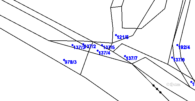 Parcela st. 137/4 v KÚ Radějov u Buřenic, Katastrální mapa