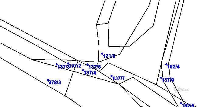 Parcela st. 121/5 v KÚ Radějov u Buřenic, Katastrální mapa