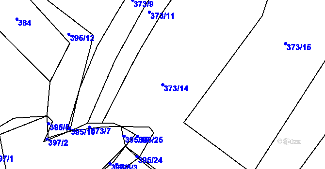 Parcela st. 373/14 v KÚ Radějov u Buřenic, Katastrální mapa