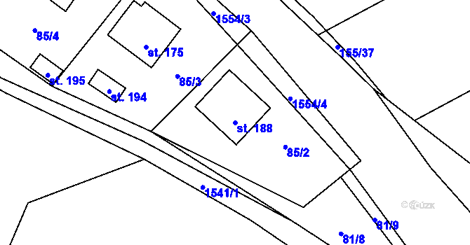Parcela st. 188 v KÚ Buš, Katastrální mapa